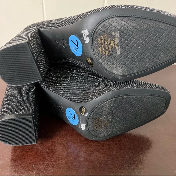 Jessica Simpson Ankle Boot Aninada black Glitter Square Toe Block Heel 7.5 - Picture 6 of 6